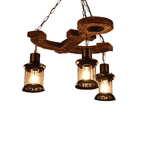 

промышленные люстры 3 светильника подвесные светильники деревенские подвесные светильники регулируемые по высоте окружающего света окрашенные отделки дерева