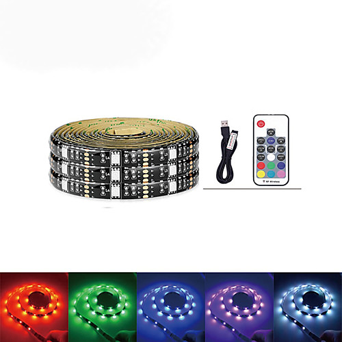 

LOENDE DC 5V USB LED Strip SMD5050 60LEDs RGB LED Light Flexible 2M 17Key Remote For TV Background Lighting