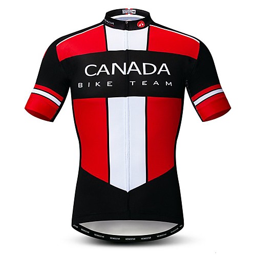 

21Grams Men's Short Sleeve Cycling Jersey Rough Black Canada National Flag Bike Jersey Top Mountain Bike MTB Road Bike Cycling Breathable Moisture Wicking Quick Dry Sports Polyester Elastane Terylene