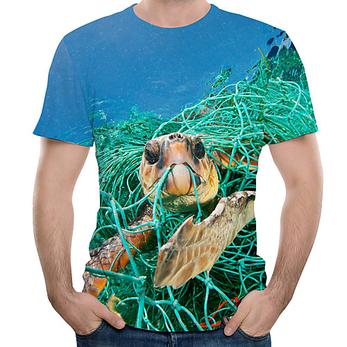 

Men's Daily Holiday Street chic / Exaggerated T-shirt - Color Block / 3D / Graphic Print Green