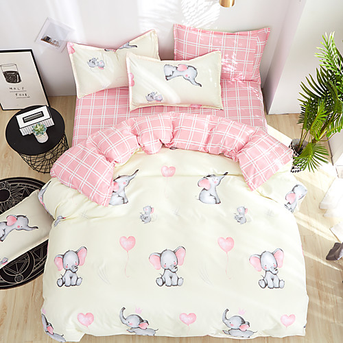 

Cartoon Pink Bedding Sets 3/4pcs Geometric Pattern Bed Linings Duvet Cover Bed Sheet Pillowcases Cover Set