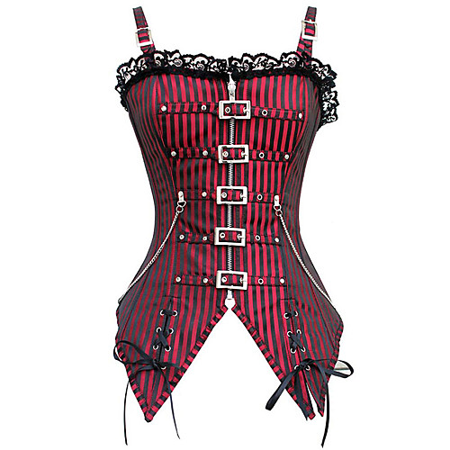 

Princess Flapper Girl Overbust Corset Gothic Steampunk Corset Women's Costume Black / Red Vintage Cosplay Halloween Stage Sleeveless
