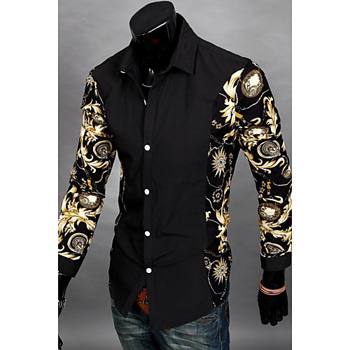 

Men's Daily Wear Shirt - Floral Black / Long Sleeve