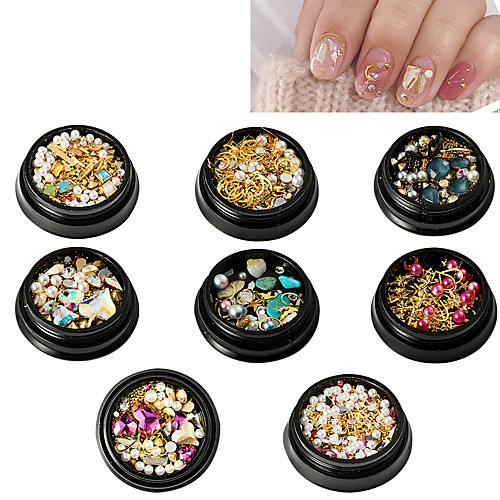 

8 pcs Glossy / Crystal / Jewel Covered Cases Metalic Pearls Rhinestones For Finger Nail Jewelry Series Romantic Series nail art Manicure Pedicure Christmas / Special Occasion / Halloween Stylish