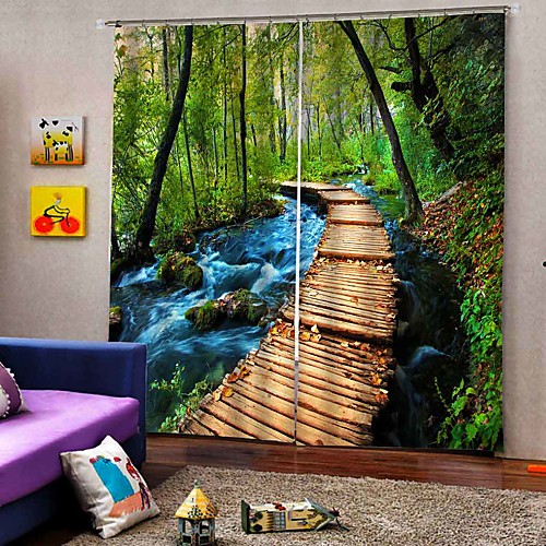 

Luxury UV Printing Landscape Fabric Curtains Thickened Full Shade Curtains for Living Room Waterproof Moistureproof Shower Curtains