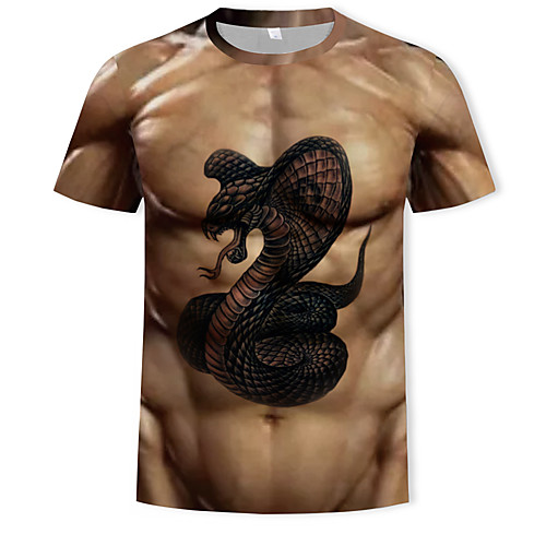 

Men's 3D Animal Fantastic Beasts Print T-shirt Sexy Rock Club Gym Khaki