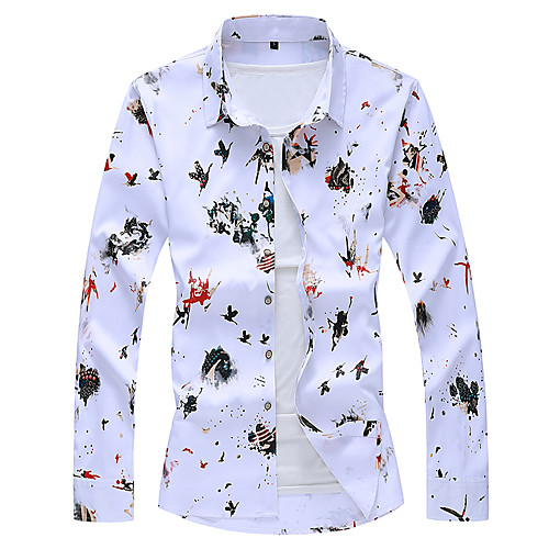 

Men's Work Business Shirt - Geometric Print White