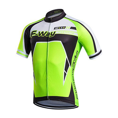 

FUALRNY Men's Short Sleeve Cycling Jersey Green Bike Jersey Top Mountain Bike MTB Road Bike Cycling Breathable Moisture Wicking Quick Dry Sports Polyester Taffeta Clothing Apparel / Stretchy