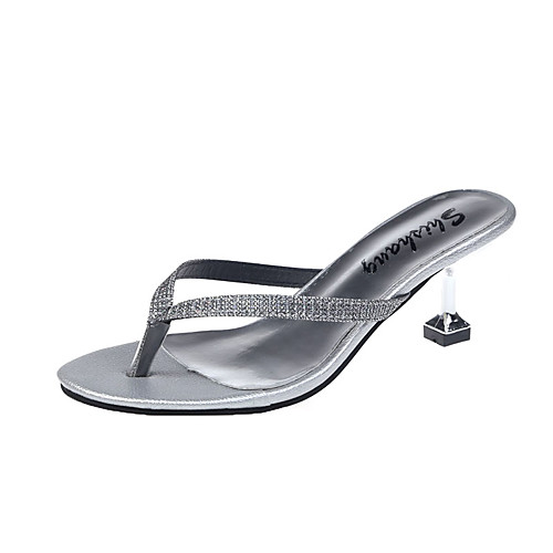 

Women's Sandals Kitten Heel PU(Polyurethane) Summer Black / Silver
