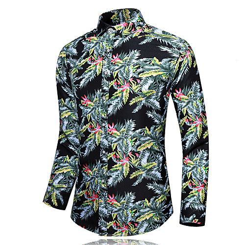 

Men's Daily Basic Shirt - Floral Print Green