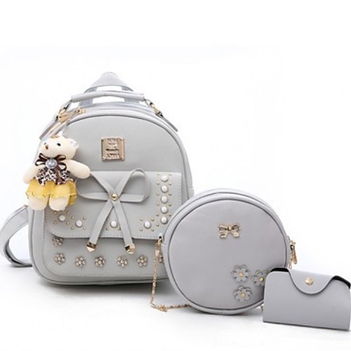 

Women's Bear PU(Polyurethane) / PU Bag Set Black / White / Blushing Pink