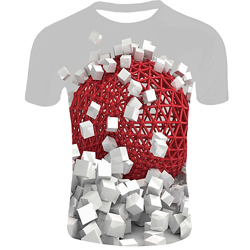 

Men's Daily Wear Basic EU / US Size T-shirt - 3D Round Neck Red / Short Sleeve