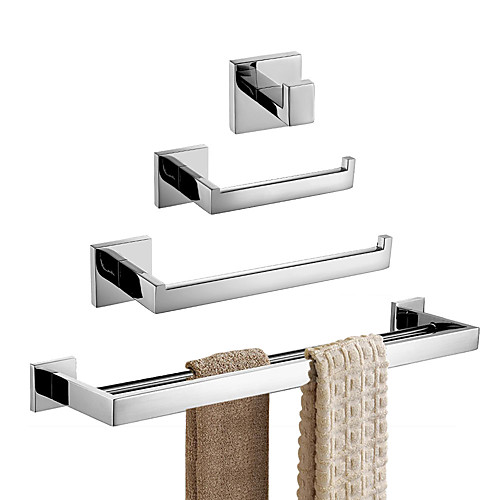 

Stainless Steel 4-Piece Bathroom Hardware Set Wall Mounted Bathroom Holders Set Modern Towel Bars Set, Brushed Finish