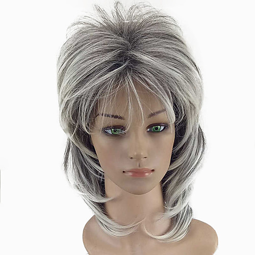 

Synthetic Wig Natural Straight Layered Haircut Wig Medium Length Black / White Synthetic Hair 32~36 inch Women's New Arrival White