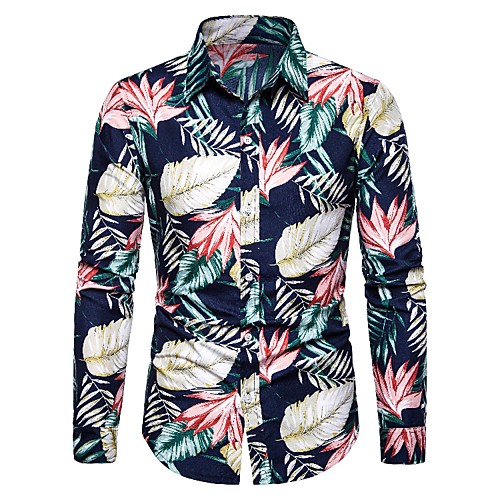 

Men's Holiday Tropical Shirt - Geometric Print White