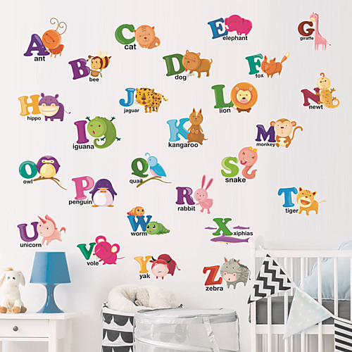 

Creative diy животных английский алфавит стикер стены для детских комнат гостиная детский сад спальня стикер декоративные наклейки на стену - наклейки на стену плоскости детская комната / детская