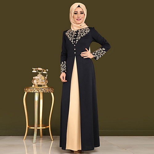 

Traditional & Cultural Wear Abaya Women's Daily Wear Polyester Pattern / Print Long Sleeve Abaya