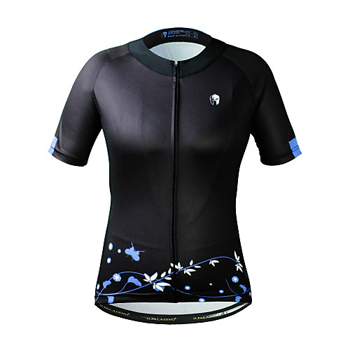 

ILPALADINO Women's Short Sleeve Cycling Jersey Black Floral Botanical Bike Jersey Top Mountain Bike MTB Breathable Moisture Wicking Quick Dry Sports Elastane Polyster Terylene Clothing Apparel