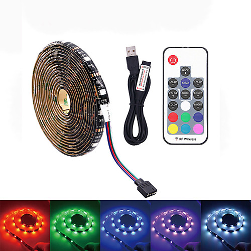 

5m LED Light Strips RGB Tiktok Lights TV Backlight 150 USB IP65 Waterproof RF 17 Keys Remote Control 16 Colors Change for 40 to 60inch TV Backlight