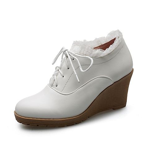 

Women's Oxfords Wedge Heel PU(Polyurethane) Fall / Spring & Summer White / Black / Beige