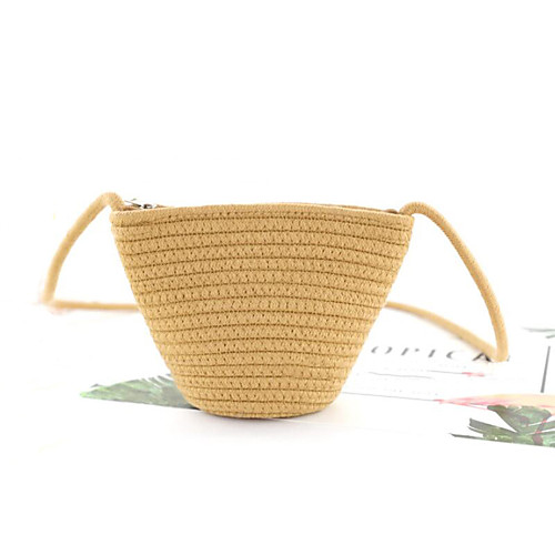 

Women's Straw Crossbody Bag Solid Color Beige / Coffee