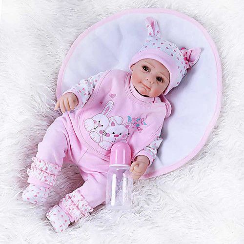 

NPKCOLLECTION 22 inch Reborn Doll Baby Baby Girl Cute Hand Made Artificial Implantation Brown Eyes with Clothes and Accessories for Girls' Birthday and Festival Gifts