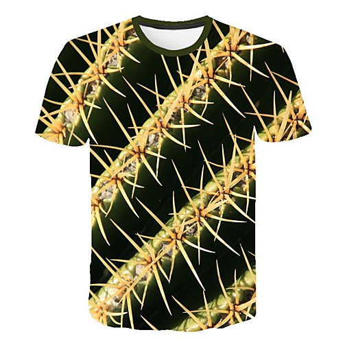 

Men's 3D Graphic T-shirt Daily Round Neck Khaki / Short Sleeve