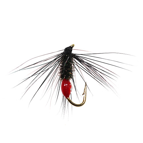 фото 6 шт. # 12 мягкий черный hackle красный приклад летучая рыбалка нимфа влажная искусственная приманка для рыбалки форель муравей lightinthebox