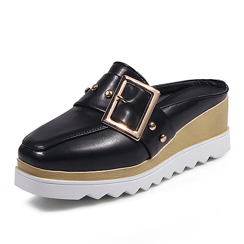 

Women's Clogs & Mules Wedge Heel PU(Polyurethane) Spring / Spring & Summer White / Black