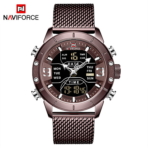 

NAVIFORCE Муж. Спортивные часы Кварцевый Спортивные Нержавеющая сталь Черный / Синий 30 m Cool Аналоговый На открытом воздухе - Серебряный Коричневый Синий Один год Срок службы батареи