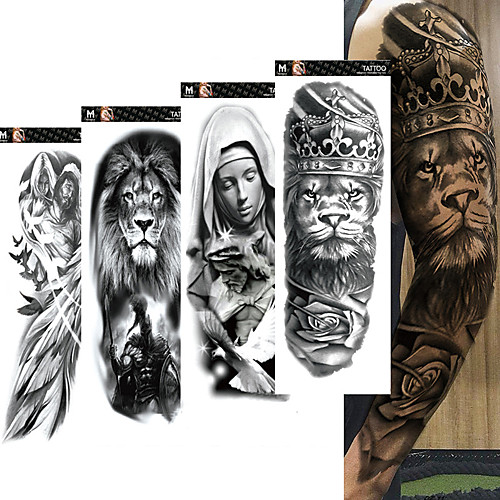 

4 шт. / Лот полный рука временные татуировки наклейки для мужчин, женщин черный череп смерти супер большой большой водонепроницаемый поддельные татуировки рукава