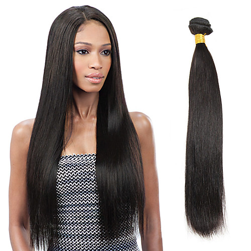 

1 Bundle Indian Hair Straight Virgin Human Hair Natural Color Hair Weaves / Hair Bulk 8-26 inch Black Human Hair Weaves Human Hair Extensions / 10A