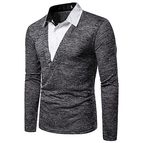 

Men's Daily Basic / Street chic Polo - Solid Colored Patchwork Red