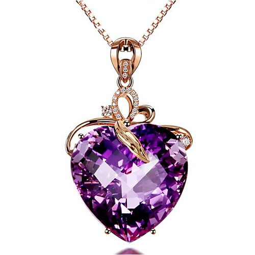 

Women's Crystal Pendant Necklace Classic Heart Fashion Gold Plated Purple 455 cm Necklace Jewelry 1pc For Gift Daily