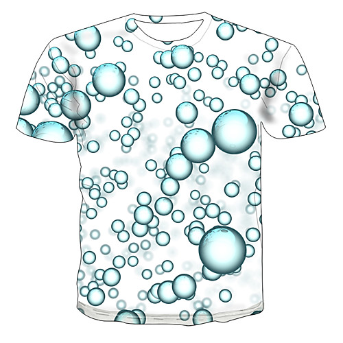 

Men's Daily Going out Basic / Exaggerated T-shirt - Color Block / 3D / Rainbow Print White