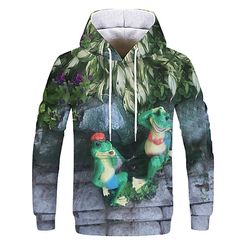 

Men's Party / Casual Hoodie - Geometric / Color Block / 3D Green US34 / UK34 / EU42