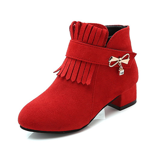 

Девочки Удобная обувь Синтетика Ботинки Маленькие дети (4-7 лет) С кисточками Черный / Красный / Розовый Зима
