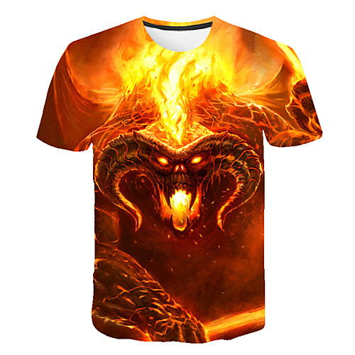 

Men's Club Beach Street chic / Exaggerated T-shirt - 3D / Animal / Skull Print Orange