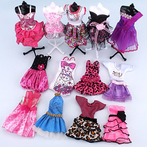 

Doll Dress For Barbiedoll Pink Polyester Dress For Girl's Doll Toy