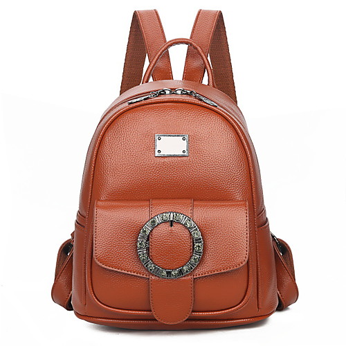 

Large Capacity Polyester PU Zipper Commuter Backpack Solid Color Daily Red / Blue / Brown