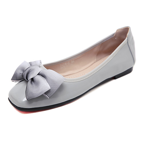 

Women's Flats Flat Heel Square Toe Bowknot / Satin Flower / Ribbon Tie Patent Leather Sweet / Minimalism Fall / Spring & Summer Black / Almond / Red