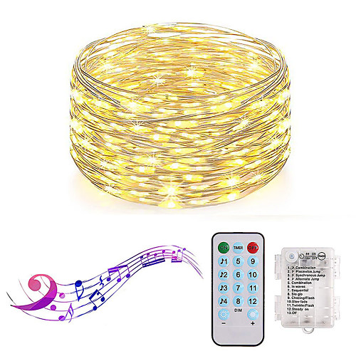 

LOENDE Fairy String Lights 5M 50LEDs Battery Operated Waterproof Starry Lights With Remote Control 4 Music Modes & 8 Lighting Modes Twinkle Lights for DIY Bedroom Wedding Party Dinner Festival