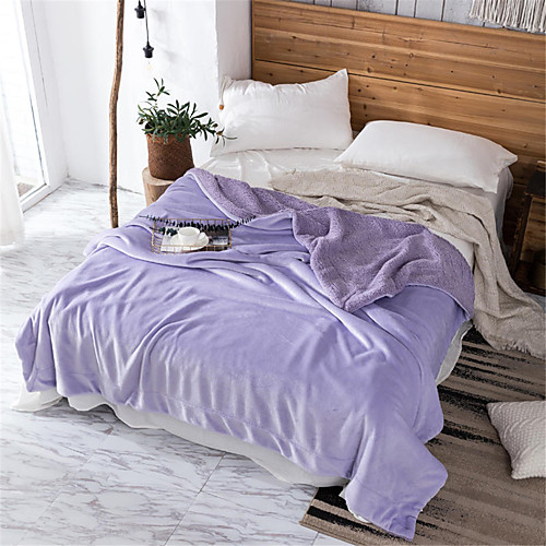 

Bed Blankets, Solid Colored / Simple Polyester Soft Comfy Blankets