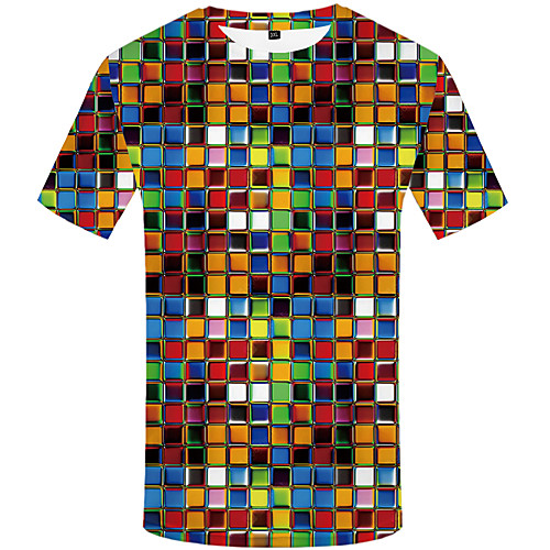 

Men's Weekend Street chic T-shirt - Polka Dot / Geometric / 3D Black & White, Pleated / Print Rainbow