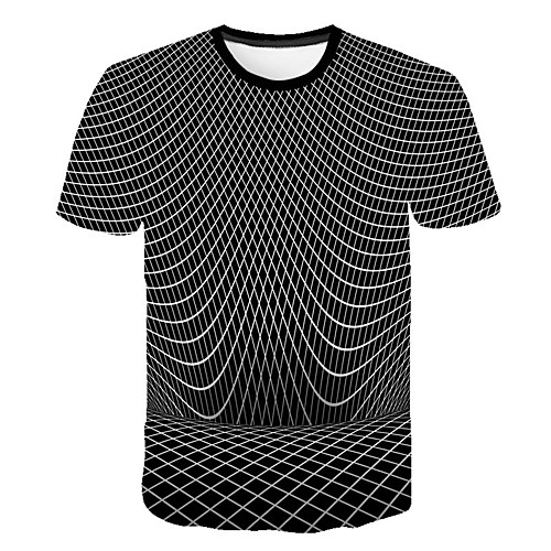 

Men's Daily Sports Street chic / Exaggerated T-shirt - Geometric / Color Block / 3D Print Black