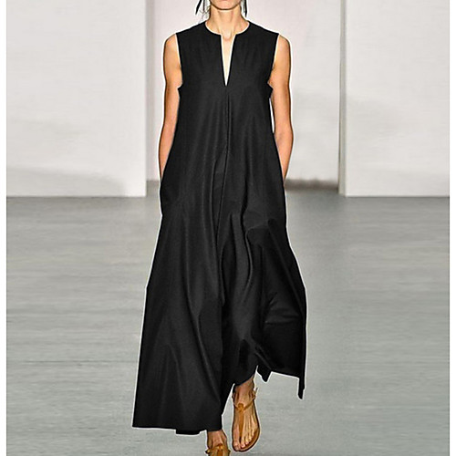 

Women's Swing Dress - Solid Colored Black Wine Blue S M L XL