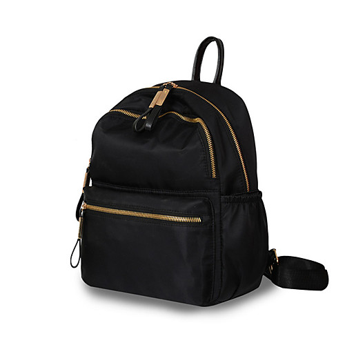 

Large Capacity Oxford Cloth Zipper Commuter Backpack Solid Color Daily Black
