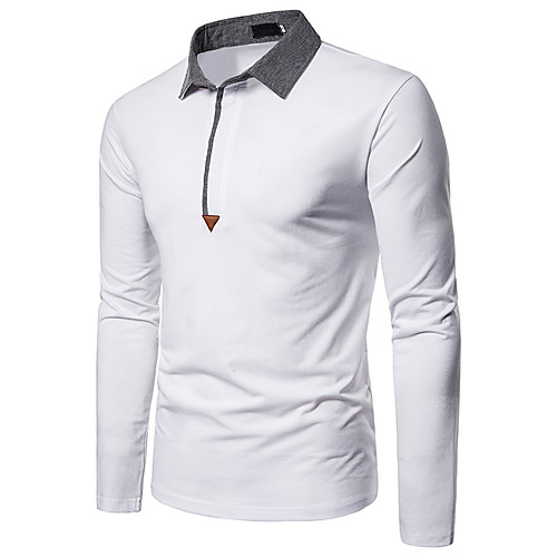 

Men's Daily Basic / Street chic Polo - Solid Colored Patchwork White
