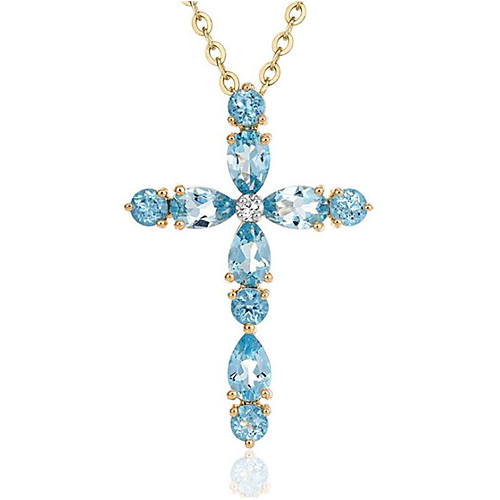 

Women's Blue Synthetic Sapphire Pendant Necklace Geometrical Cross Fashion Titanium Steel Light Blue 405 cm Necklace Jewelry 1pc For Daily Work