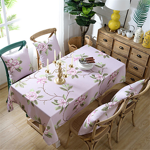 

Casual polyester fibre Square Table Cloth Floral Patterned Water Resistant Table Decorations